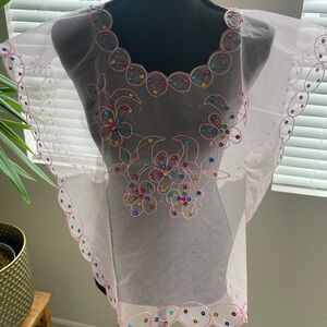 Embroidered Sheer Pink Women's Top